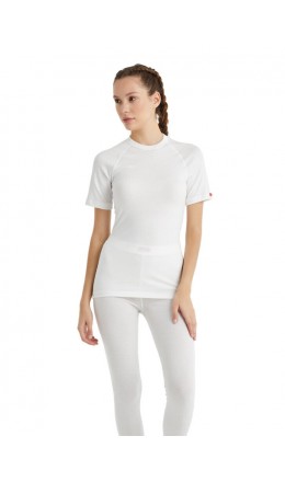 9258 Bayan Termal Kısa Kol T-Shirt 2.Seviye Beyaz | nurkonicgiyim.com