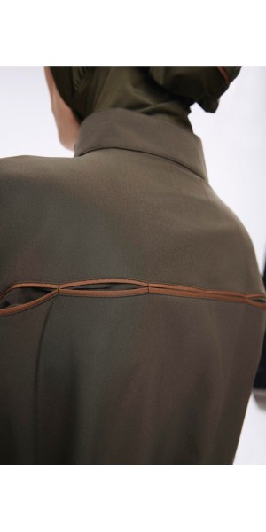 5017 Haki Kemer Toka Detaylı Tesettür Mayo Takımı nurkonicgiyim