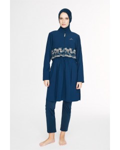 6025 Lacivert Vaha 5 parça Tesettür Mayo nurkonicgiyim