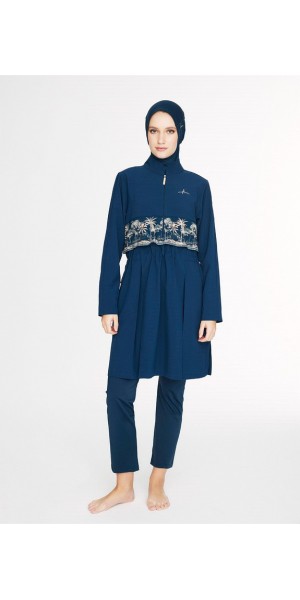 6025 Lacivert Vaha 5 parça Tesettür Mayo nurkonicgiyim