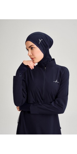 2934 Lacivert Esila Jileli 5 Parça Tam Tesettür Mayo Takımı nurkonicgiyim