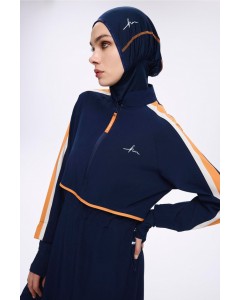 3125 Esila H-Per Turuncu Biyeli 6 Parça Tam Tesettür Mayo Takımı nurkonicgiyim