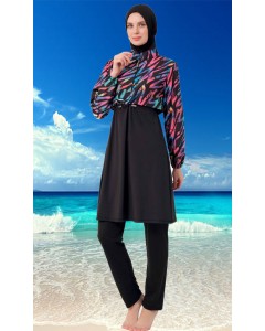 21109 Dokuma Likralı Tesettür Mayo Takımı nurkonicgiyim