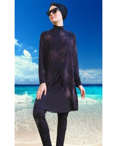 2198 Likralı Pareolu Tesettür Mayo Takımı nurkonicgiyim