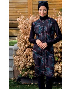 2294 Büyük Beden Tam Kapalı Tesettür Mayo Siyah nurkonicgiyim