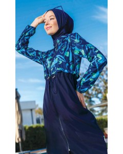 22112 Dokuma Likralı Tesettür Mayo Takımı nurkonicgiyim