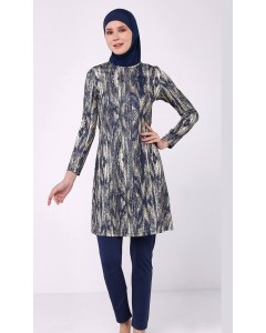 2303 K.Lacivert Likralı Tesettür Mayo Takımı nurkonicgiyim