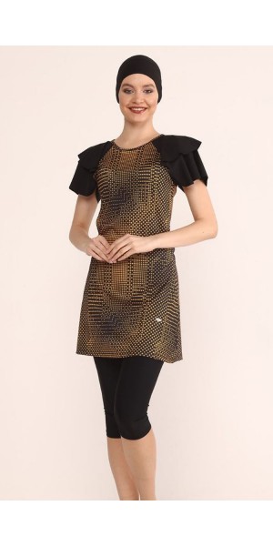 2403 Sarı Yarım Kapalı Taytlı Mayo nurkonicgiyim