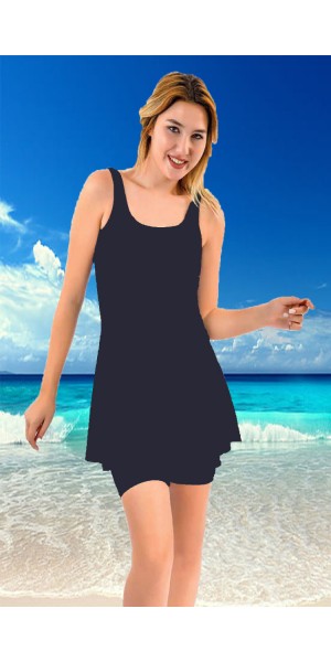 24115 Lacivert Elbise Taytlı Mayo nurkonicgiyim