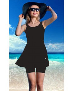 24115 Siyah Elbise Taytlı Mayo nurkonicgiyim