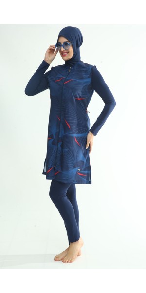 2251 Lacivert Tam Kapalı Tesettür Mayo nurkonicgiyim
