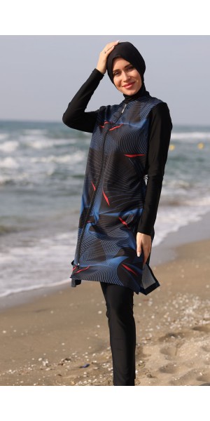 2251 Siyah Tam Kapalı Tesettür Mayo nurkonicgiyim