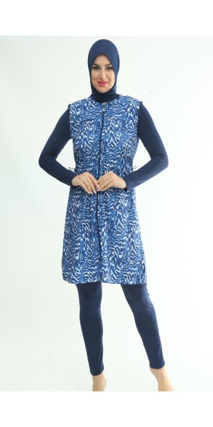 2255 Lacivert Tam Kapalı Tesettür Mayo nurkonicgiyim