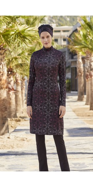 0480 Siyah Likralı Tesettür Mayo Takımı nurkonicgiyim